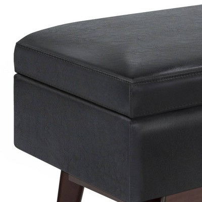 Ethan Midnight Black Faux Leather Storage Ottoman