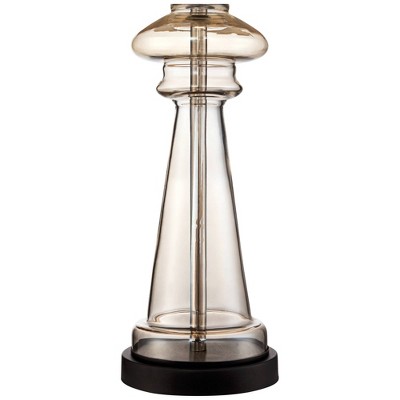 Elegant Champagne Gold Glass Table Lamp with Taupe Drum Shade