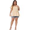 Agnes Orinda Women's Plus Size Bell Short Sleeve Collar Elastic Waist Flare Peplum Button Down Shirts - 3 of 4