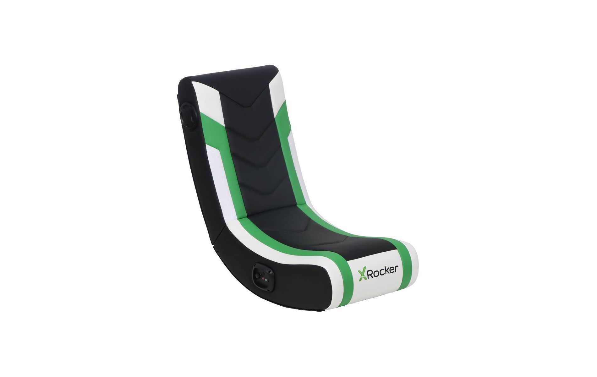 X Rocker Horizon RGB LED Audio Floor Rocker Gaming Chair Green/Black/White