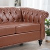 PAGED Sofa Comfy PU Leather Sofa with Wood Frame and Rolled Arm for Living Room, Apartment - 3 of 4