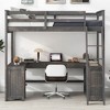 NicBex Full Size Bunk Bed with Desk Wooden Bed Frame with cabinet, Shelves, Drawers, Inclined Ladder and Guardrail, No Box Spring Required, Brown - 2 of 4