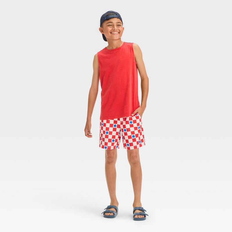 Boys' Americana Checkerboard 'Above Knee' Pull-On Shorts - Cat & Jack™ Red, 4 of 5