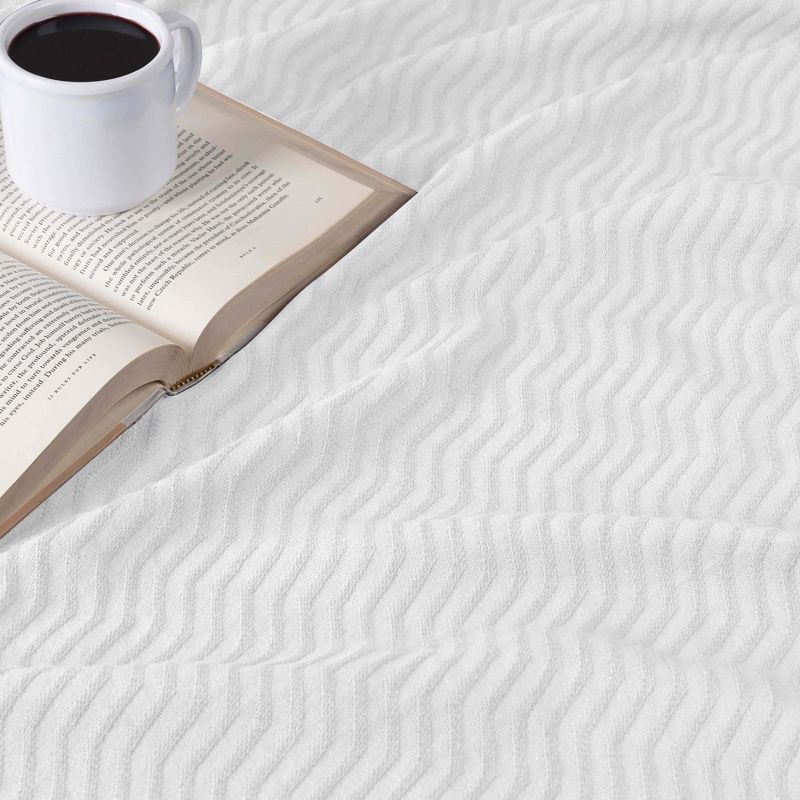 Modern Cotton Textured Chevron Lightweight Woven Blanket by Blue Nile Mills, 4 of 11