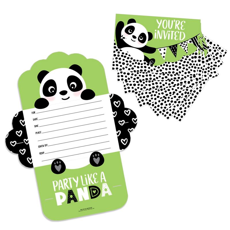 Big Dot of Happiness Party Like a Panda Bear - Fill-In Cards - Baby Shower or Birthday Party Fold and Send Invitations - Set of 8, 1 of 9