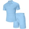 Clearlove Mens Athletic Sets  2 Piece Lounge Sets Mock Neck Quater Zip T-Shirts Drawstring Pocketed Shorts - 2 of 4