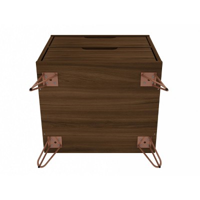 Mid-Century Modern Brown Nightstand with Splayed Metal Legs - Set of 2