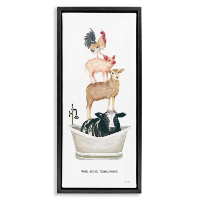 Stupell Industries Wash Scrub Rinse Animals, 15" x 31"