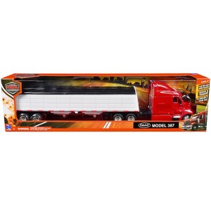 Peterbilt 387 Truck Red with Grain Trailer White "Long Haul Truckers" Series 1/43 Diecast Model by New Ray - 1 of 1