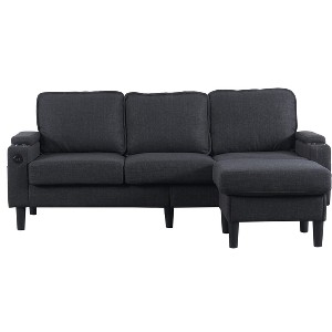 TiramisuBest Beige 3-Seat Knockdown L-Shaped Sectional Sofa with Storage Ottoman and Footrest, Upholstered Combo Couch for Living, Bedroom - 1 of 4