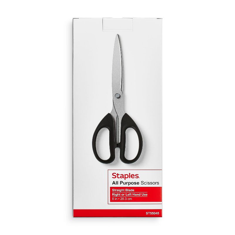TRU RED Staples 8" Pointed Tip Stainless Steel Scissors Straight Handle Right & Left Handed, 4 of 5