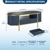 48" Oval Coffee Table with Drawer, Fluted Wooden Center Table with Faux Marble Top, Accent Sofa Side Table for Living Room Bedroom Office - 3 of 4