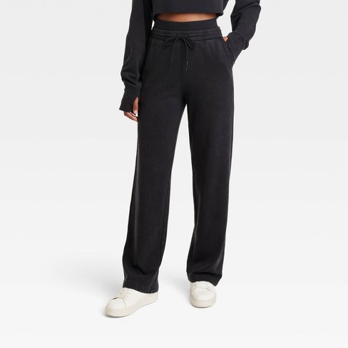 Women's High-rise Open Bottom Fleece Pants - Joylab™ Black L : Target