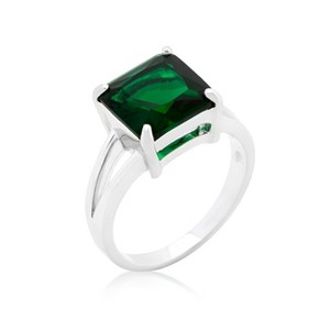 Slickblue Women's Blue/Green Cubic Zirconia Gypsy Ring with Rhodium Plating, 5.5 Carat, Size 5-10 - 1 of 4