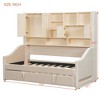 Luxystar Twin Size Upholstered Daybed with Storage Shelves, Cabinets, LED Lights and Pull-Out Lift-Up Trundle - 2 of 4