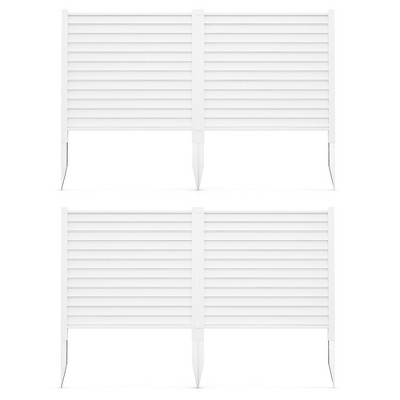 Tangkula 4 Pack AC Fence Panel w/Metal Ground Stakes Reasonable Slat Spacing 44" x 45"