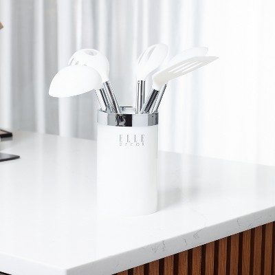 ELLE DECOR 6-Piece Nylon Silicone Kitchen Utensil Set with Holder Marbled Handles Professional Quality Includes Utensils and Holder — фото 2