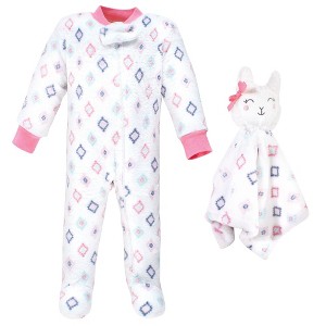 Hudson Baby Infant Girls Flannel Plush Sleep and Play and Security Toy, Llama - 1 of 3