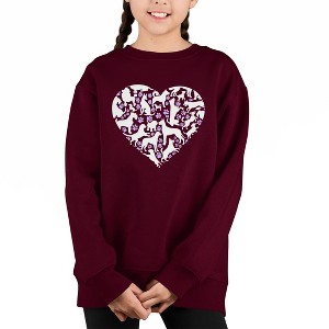 LA Pop Art Dog Heart - Girl's Word Art Crewneck Sweatshirt - 1 of 4