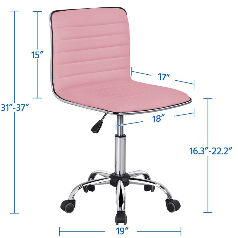 Yaheetech PU Leather Armless Office Chair Desk Chair with Wheels, 4 of 17