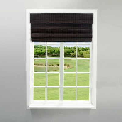 Espresso Bamboo Cordless Blackout Roman Shade 23" W x 64" L