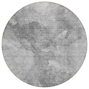 Gray Silver And Charcoal Nautical Washable Indoor Outdoor Area Rug - 1 of 4