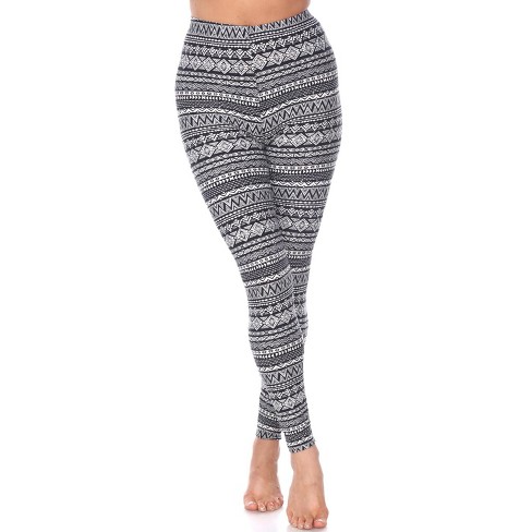 Women's One Size Fits Most Printed Leggings Black/white Paisley One Size  Fits Most - White Mark : Target