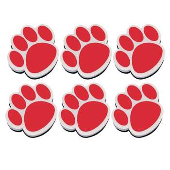 Ashley Productions® Magnetic Whiteboard Eraser, Red Paw, Pack of 6