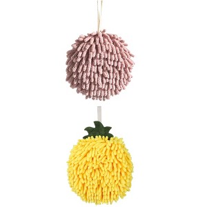 REGALWOVEN 2 Pack Soft Absorbent Chenille Fuzzy Ball Hand Towels for Bathroom Home Decor 6" x 6" - 1 of 4