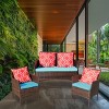 Outdoor 4 Pcs Patio Furniture Set, PE Rattan Sofa Set with Loveseat and Glass Top Table, Sofas with PE Cushions-Coolbibila - 3 of 4