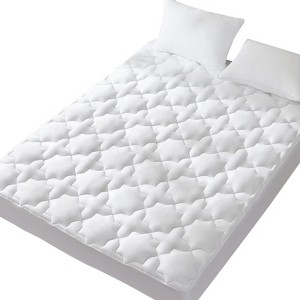 Aoibox Queen Mattress Pad Cotton Cooling Quilted Fitted Mattress Cover Soft Breathable Non Slip Deep Pocket White 60x80 - 1 of 4
