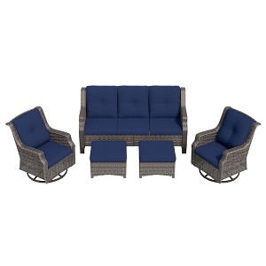 UPTION 5-Piece Outdoor Wicker Patio Furniture Set - 1 of 4