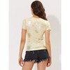 Allegra K Women's Party Metallic Short Sleeve Textured Shiny T-shirts - 4 of 4