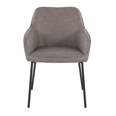 Daniella Black Steel and Gray Faux Leather Dining Chairs, Set of 2