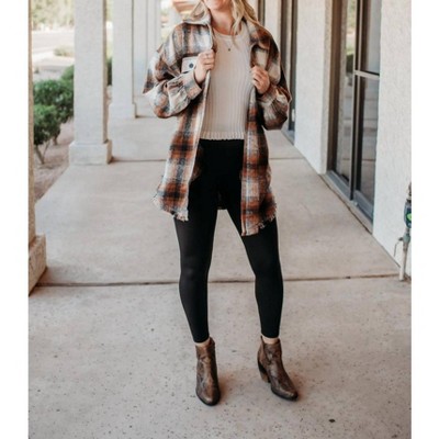 Women's Plaid Fray Shacket - White Birch : Target