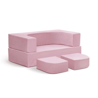 INFURNIC Sofas Modular Kids Sofa Bed Convertible Play Couch for Creative Fun in Playroom, Pink, 40"*20"*16"
