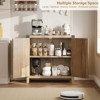 Rattan Sideboard Buffet Cabinet with Storage, Farmhouse Kitchen Accent Cabinet with Drawer, Boho Wooden Coffee Bar Storage - 3 of 4