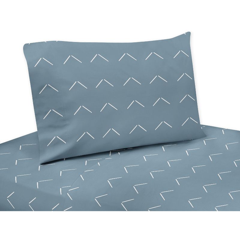 Sweet Jojo Designs Gender Neutral Unisex Kids Twin Sheet Set Woodland Arrow Blue and White 3pc, 1 of 7