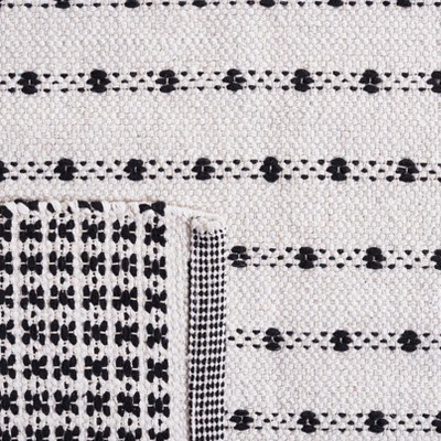 Coastal Charm Black & Ivory Cotton Handwoven Rug - 3x5 Feet