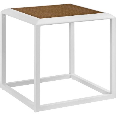 Modway Stance Outdoor Patio Aluminum Side Table White Natural