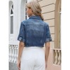 INSPIRE CHIC Women's Denim 2026 Casual Turndown Collar Button Down Half Sleeve Crop Jean Jacket - 3 of 4