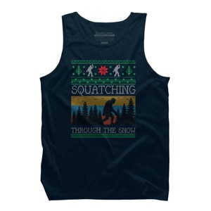 Men's Design By Humans Christmas Retro Sasquatch Vintage Bigfoot Ugly Christmas Sweater By pahari Tank Top - 1 of 3