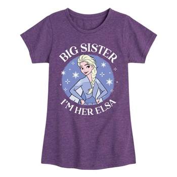 Girls' Frozen Big Sister Elsa Short Sleeve Graphic T-Shirt - Heather Purple