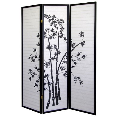 NicBex 3-panel Room Divider Portable Wooden Folding Privacy Screen Bamboo Design Wall Partition for Home & Office, Black