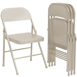 Folding Chairs 4 Pack, Sturdy metal frame supports up to 350 lbs£¬ Portable folding chairs ideal for dining, living, office, and outdoor events. - 1 of 4