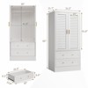 65" Tall Wardrobe Closet with 2 Drawers,Armoire Storage Cabinet with Hanging Rods, Freestanding Closet Wardrobe, Armoire Clothing Organizer - 2 of 4