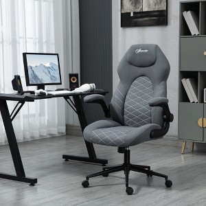 Vinsetto High Back Office Chair with Flip Up Armrests, Swivel Computer Chair with Adjustable Height and Tilt Function, Dark Gray - 1 of 4