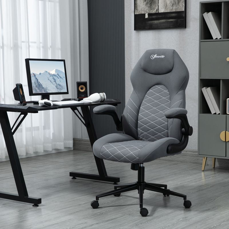 Vinsetto High Back Office Chair with Flip Up Armrests, Swivel Computer Chair with Adjustable Height and Tilt Function, 3 of 7