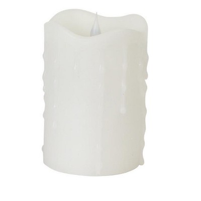 Melrose 5.25" Prelit LED Simplux Dripping Wax Flameless Pillar Candle with Moving Flame - White