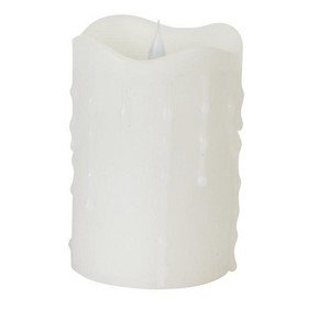 Melrose 5.25" Prelit LED Simplux Dripping Wax Flameless Pillar Candle with Moving Flame - White - 1 of 2